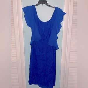 NWOT Size 16 Metaphor lace and ruffle dress with cross strap back.